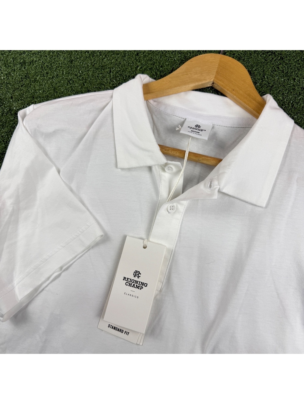 Reigning Champ Classics Mens M Grey Polo Shirt Standard Fit Minimalist Prep NWT